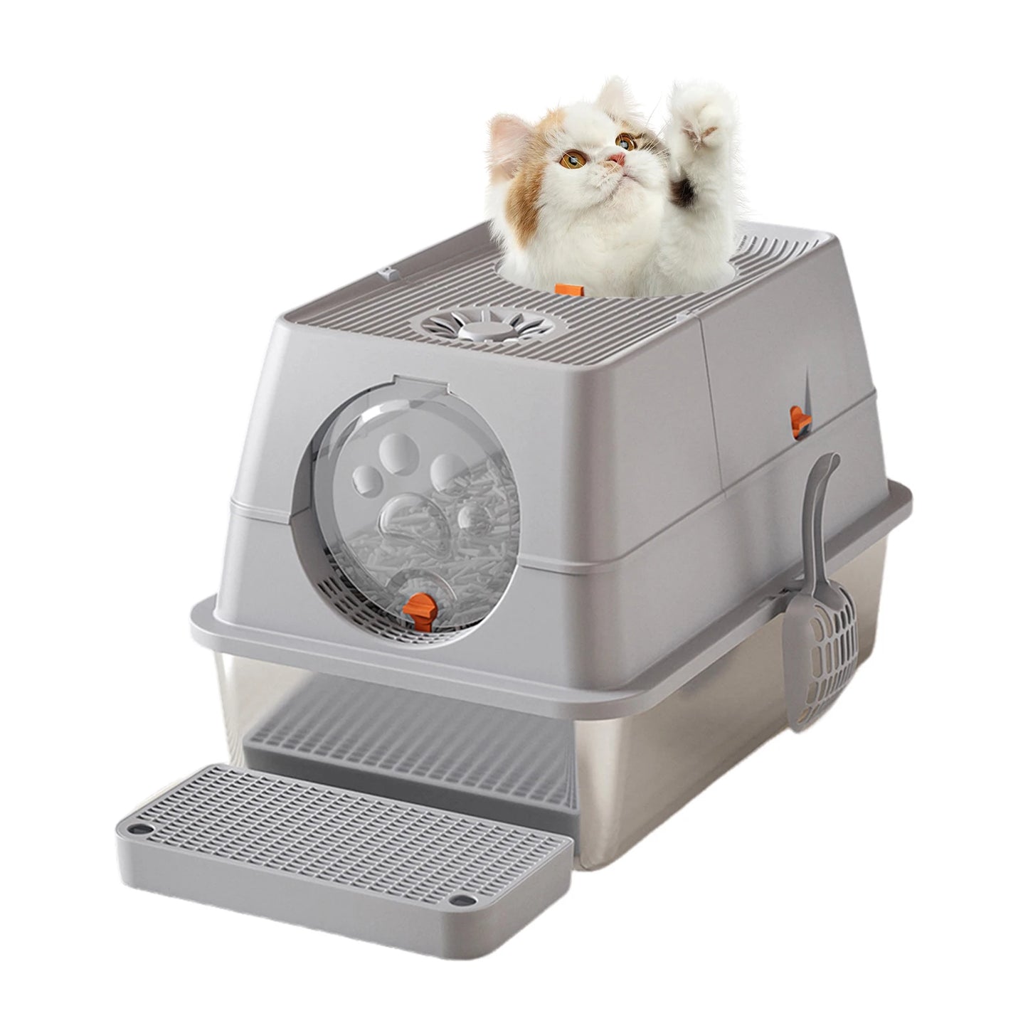 Stainless Steel Enclosed Cat Litter Box with Lid