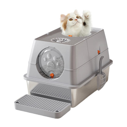 Stainless Steel Enclosed Cat Litter Box with Lid