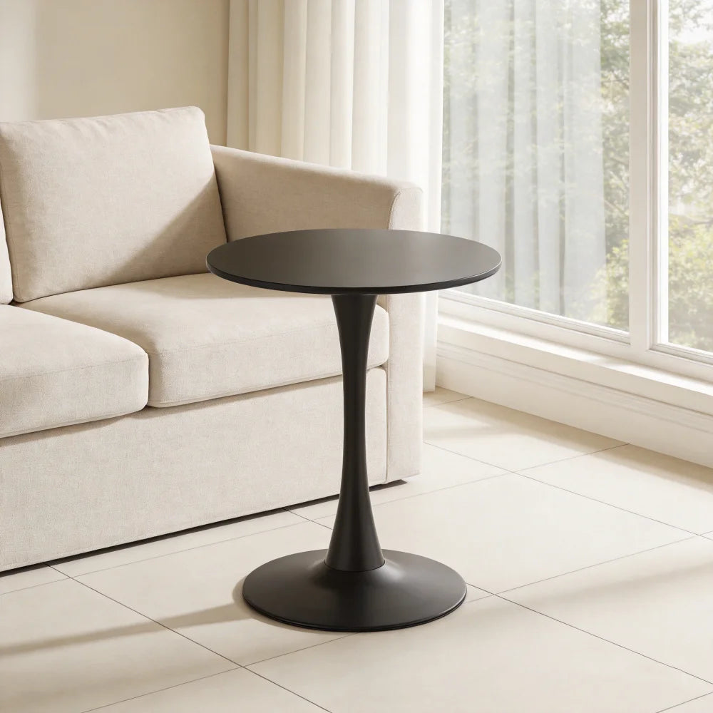 24 Inch Black Round Mid Century Modern Table