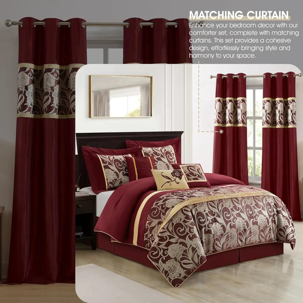 Red Gold 9-Piece Queen Comforter Set