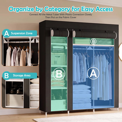 Large Capacity Portable Non-Woven Wardrobe Closet Organizer