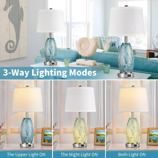 Customizable 3-Way Glass Table Lamps Set
