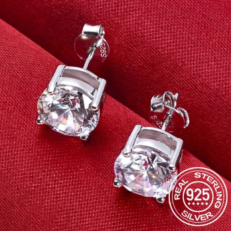 D Color Moissanite Sterling Silver Earrings