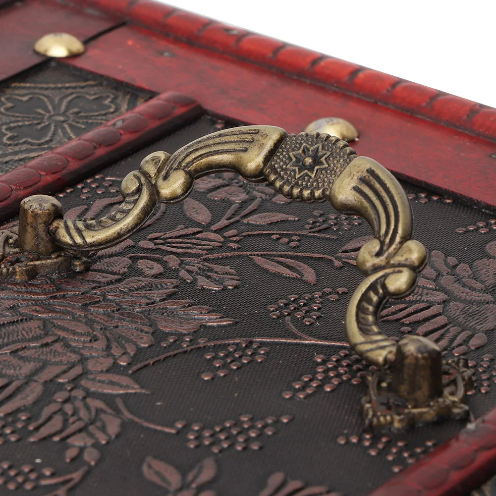 Vintage Wooden Jewelry Storage Box with Mirror