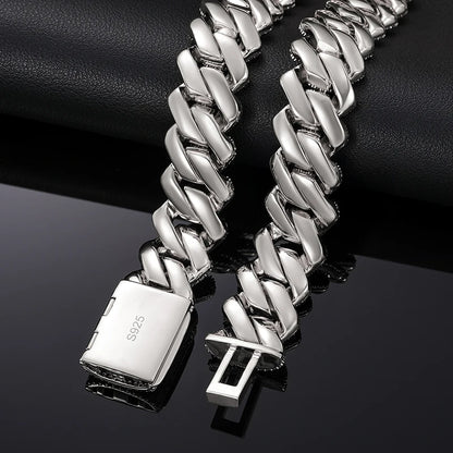 Men's 20mm 3-Row Iced Out Cuban Link Chain | 925 Sterling Silver Hip Hop Jewelry | High Quality AAA+ Cubic Zirconia