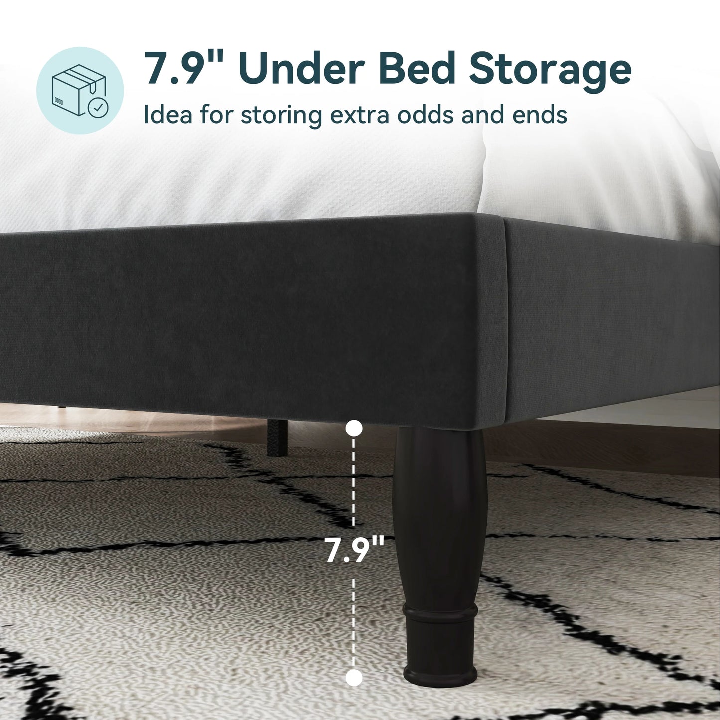 Velvet Diamond Tufted Upholstered Platform Bed