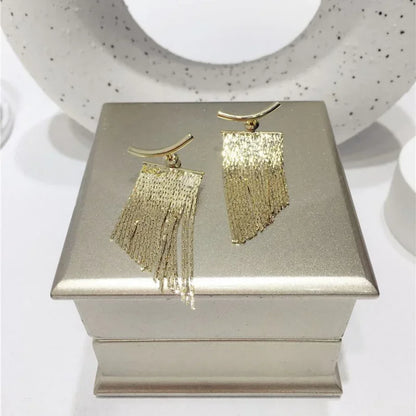Gold Tassel Statement Earrings for Women