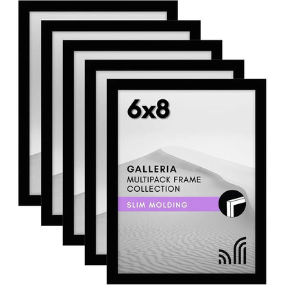 5pc Black 6x8 Modern Picture Frame Set