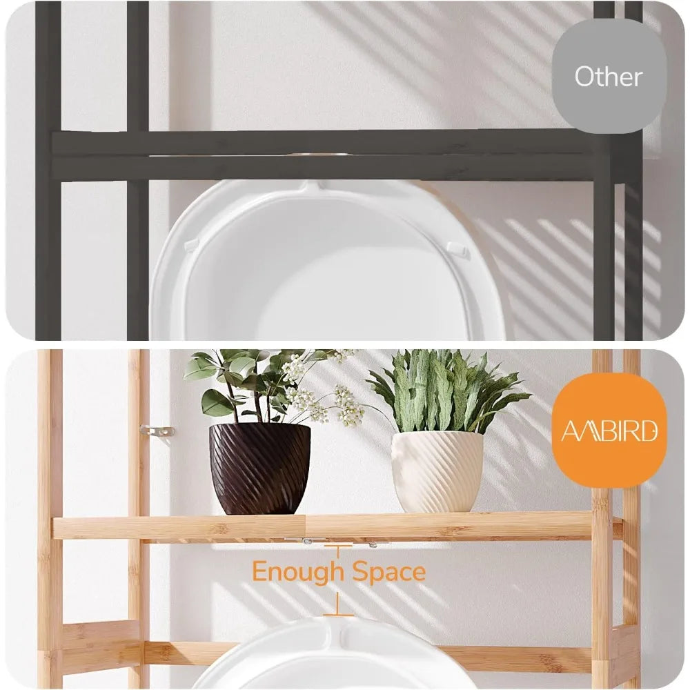 Over Toilet Storage 3-Tier Bamboo Organizer