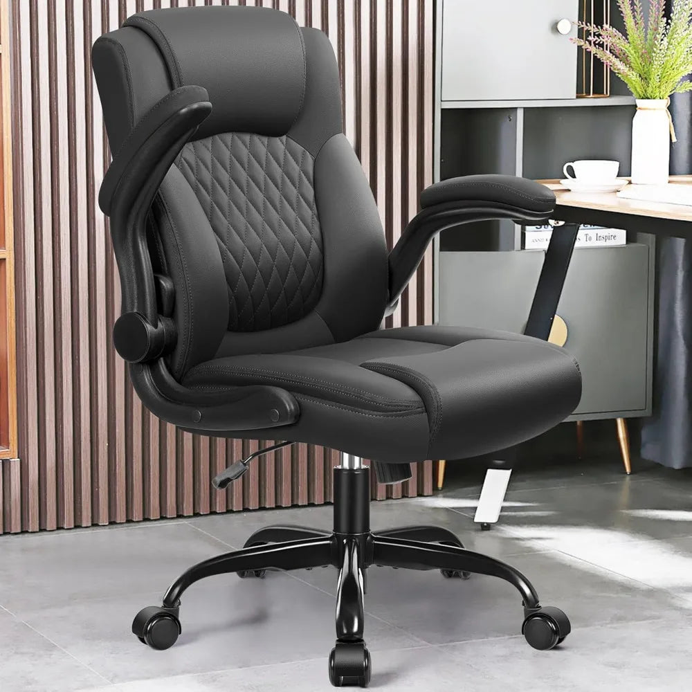 Leather Office Chair Ergonomic Swivel Wheels