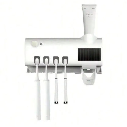 Wall-Mounted Smart Toothbrush Sanitizer – No-Drill Automatic Toothpaste Dispenser