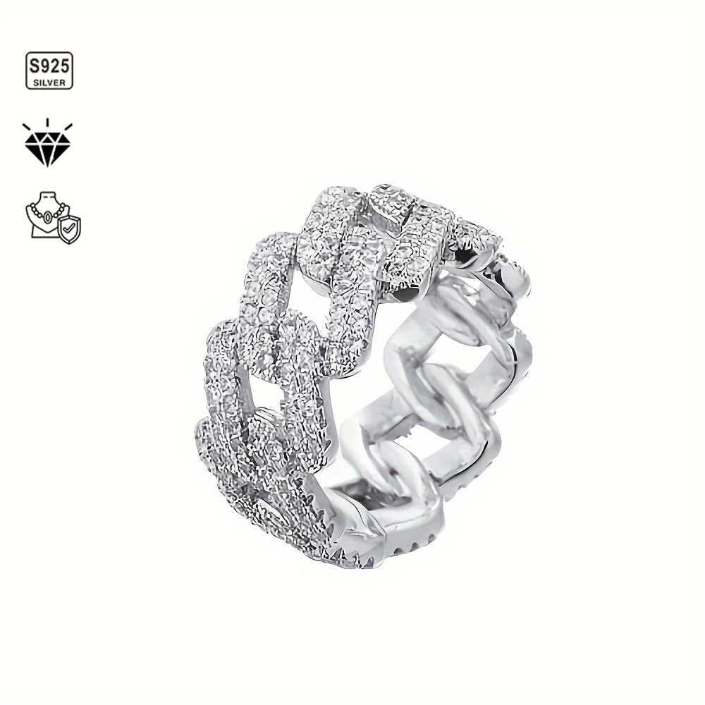 S925 Moissanite Hip Hop Cuban Ring