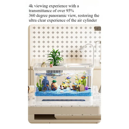Self-Circulating Desktop Aquarium Kit – High-Transparency Mini Stream Tank for Office & Home