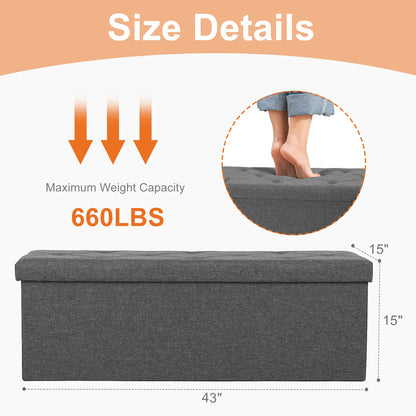 Heavy Duty Folding Storage Ottoman Bench