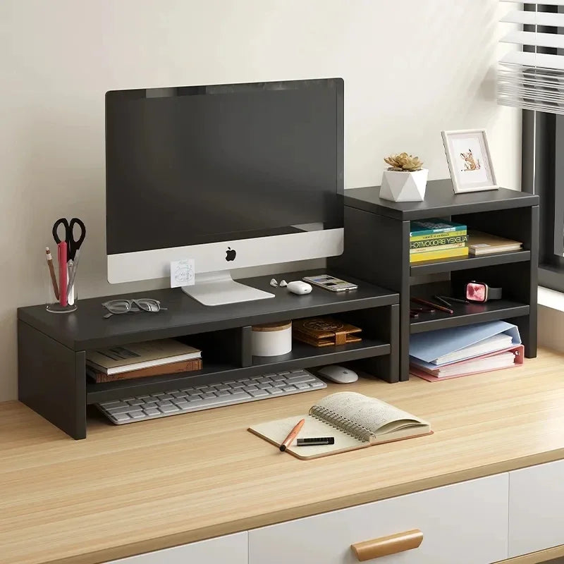 Ergonomic Wood Monitor Riser & Desk Organizer