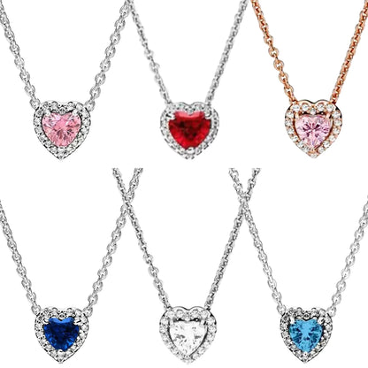 Colorful Heart 925 Sterling Silver Necklace