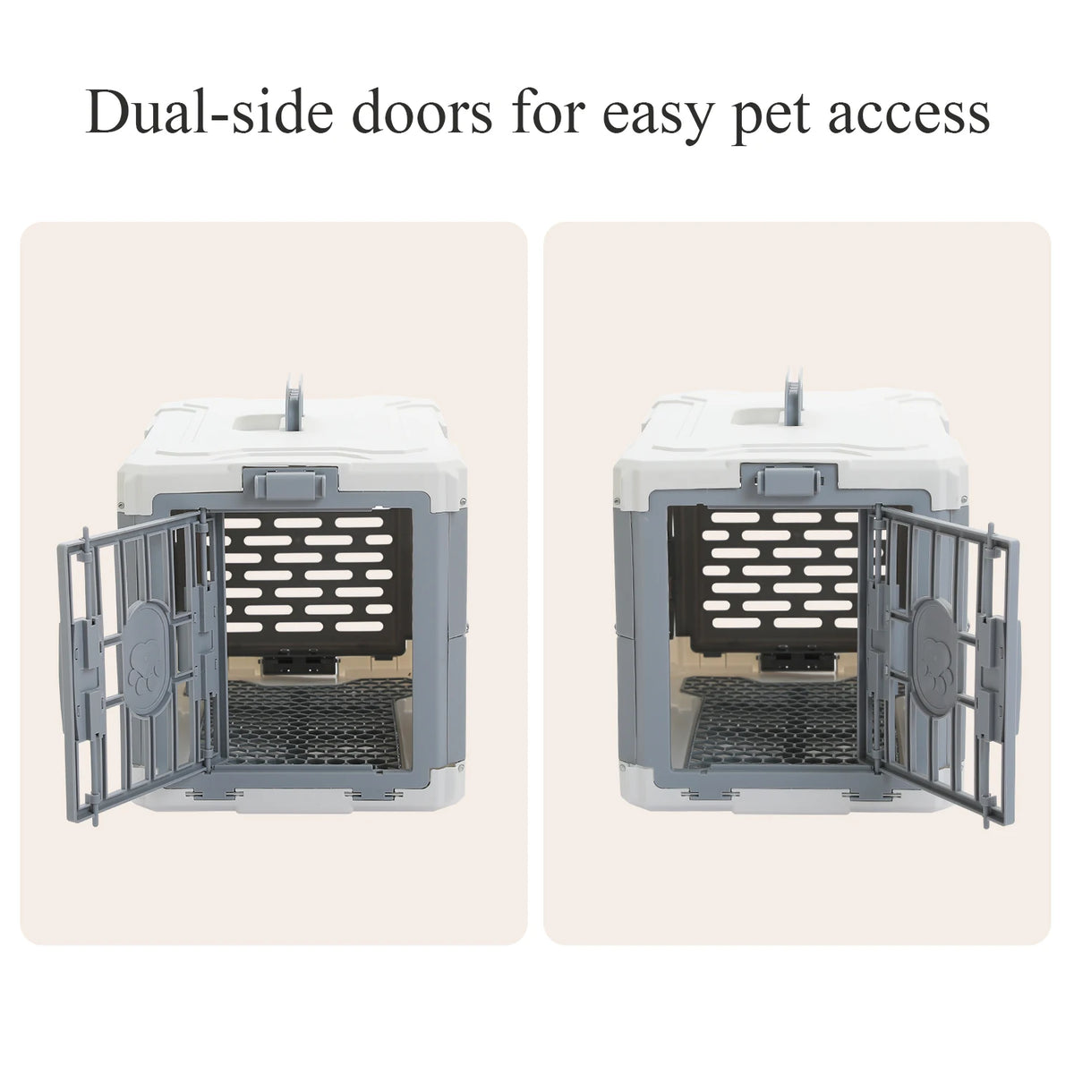 Foldable Pet Carrier Crate with Secure Lock Door & Anti-Slip Mat – Portable Travel Kennel