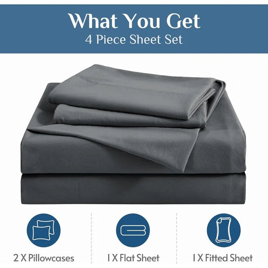 Dark Grey Queen Deep Pocket Sheet Set