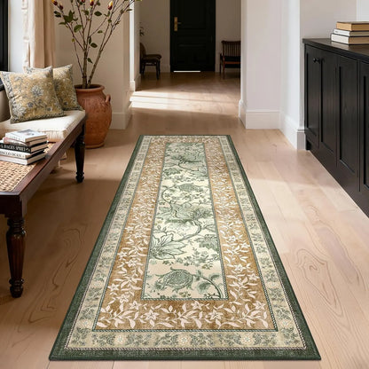 Vintage Floral Washable Area Rug & Hallway Runner