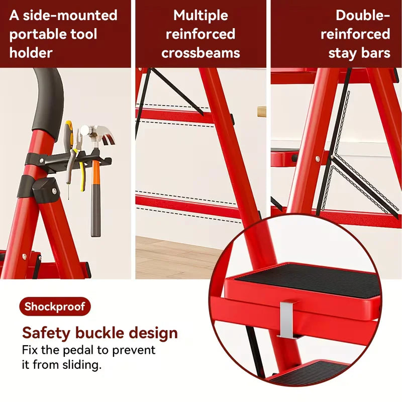 Foldable Step Ladder with Built In Tool Holder