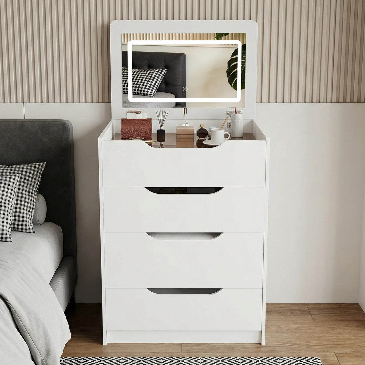 3-in-1 Compact Hidden Vanity Desk Nightstand
