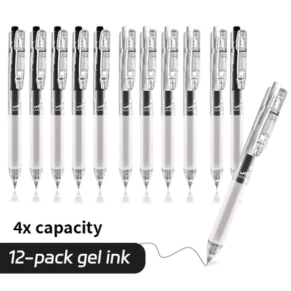 12-Pack Retractable Ultra-Fine Gel Pens