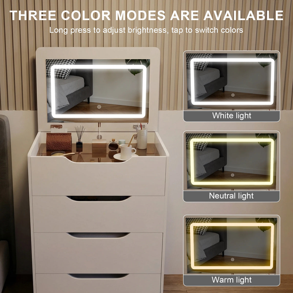 3-in-1 Compact Hidden Vanity Desk Nightstand