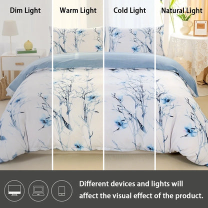 Soft Floral Leaf Duvet Cover Set