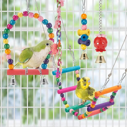 11-Piece Bird Cage Swings & Toys Set