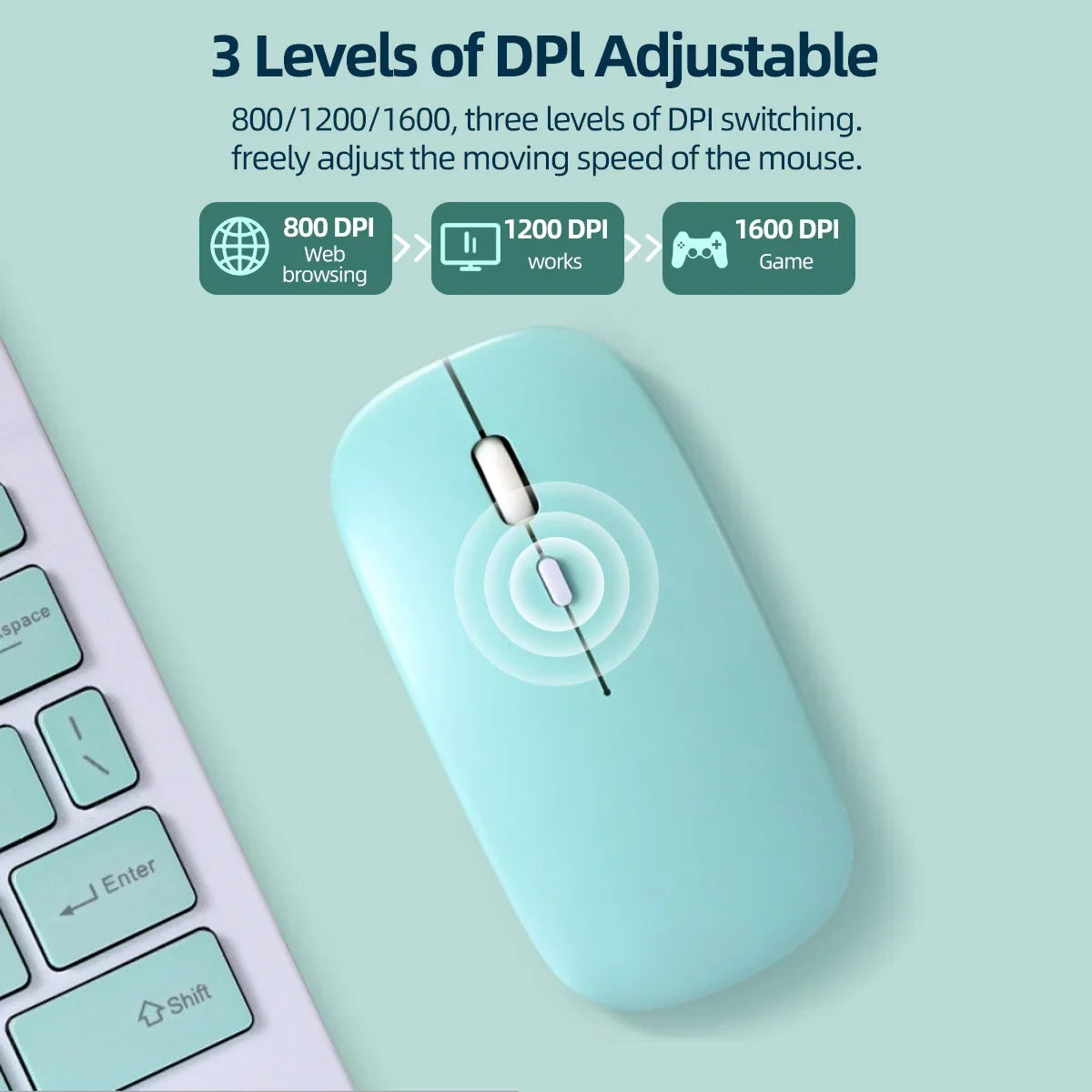Silent Wireless Bluetooth Mouse for Laptop Tablet