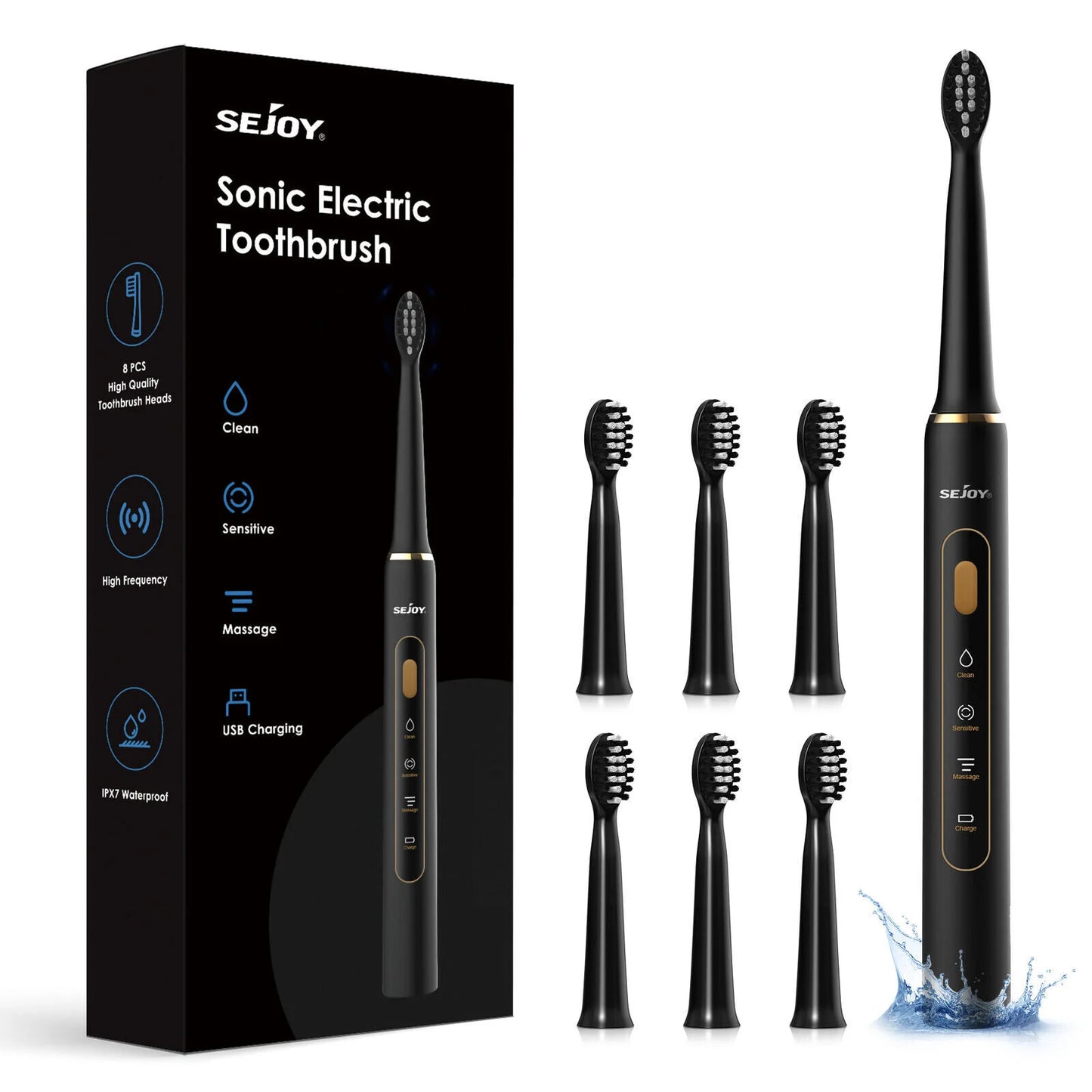 Sonic Electric Toothbrush Rechargeable 3 Modes IPX7