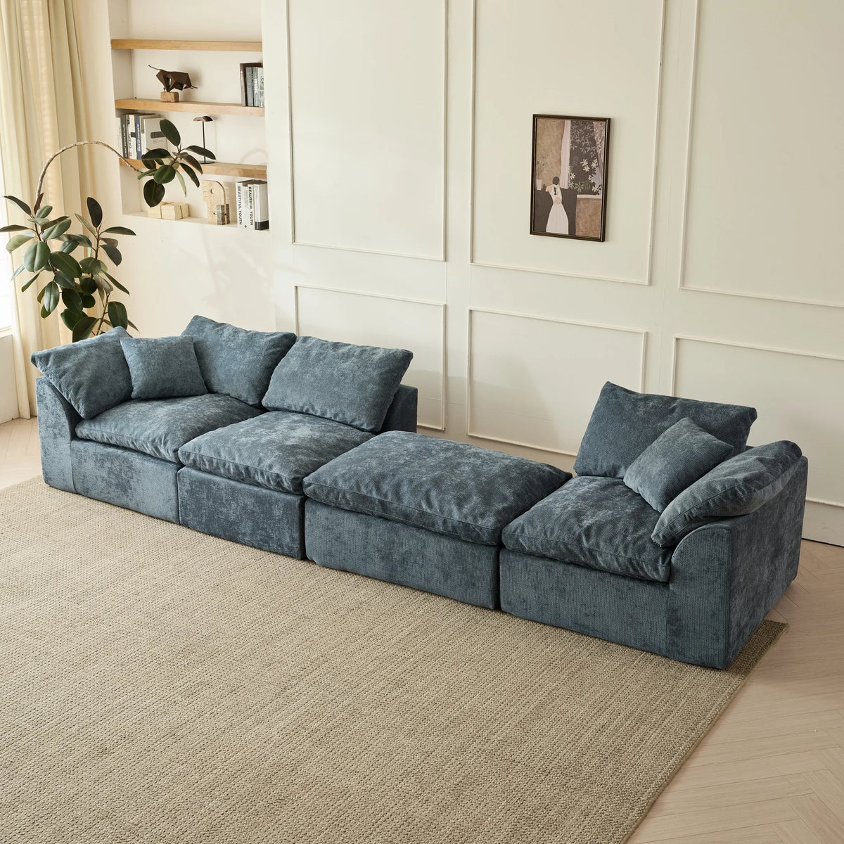 Oversized Modular Cloud Sectional Sofa with Ottoman