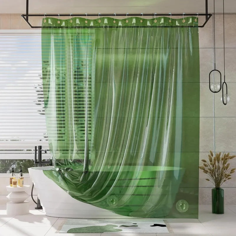 Clear Green Heavy Duty Shower Curtain & Liner