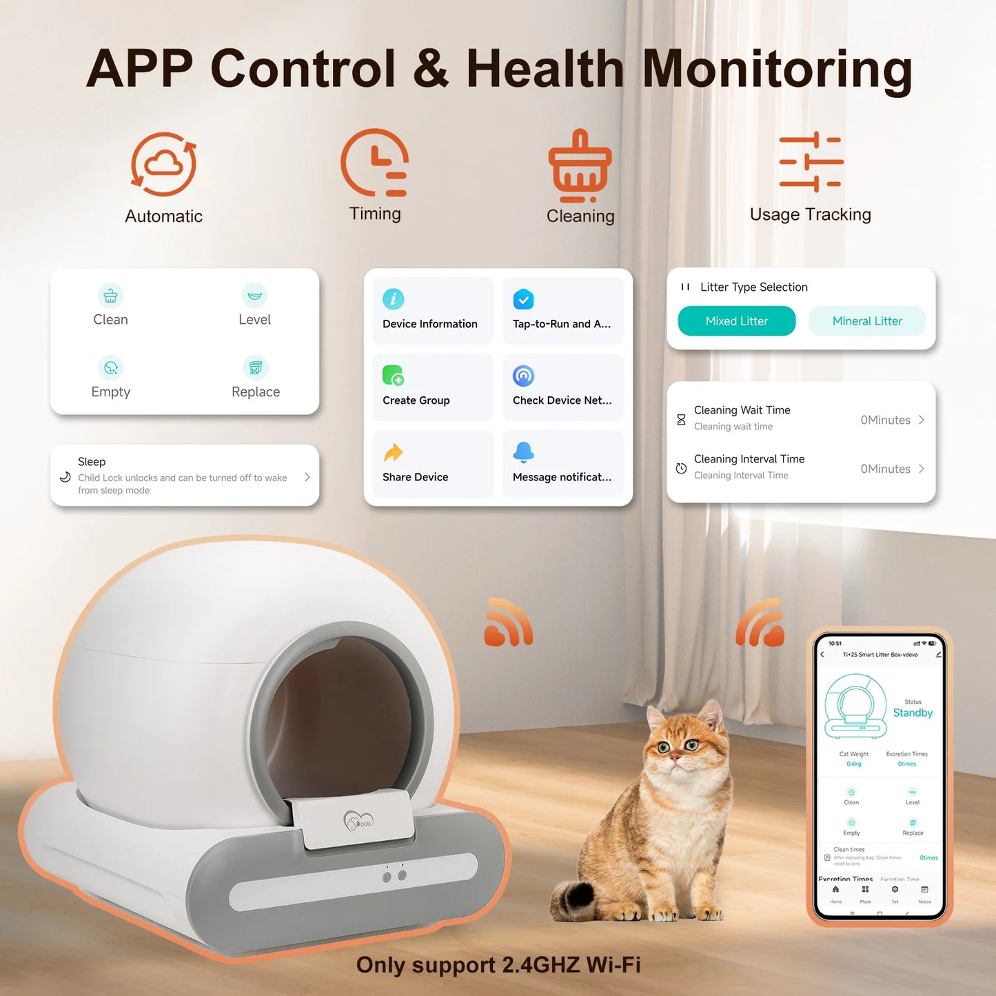 Smart Self-Cleaning 65L Cat Litter Box