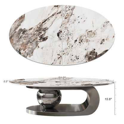 Luxury Oval Faux Marble Coffee Table