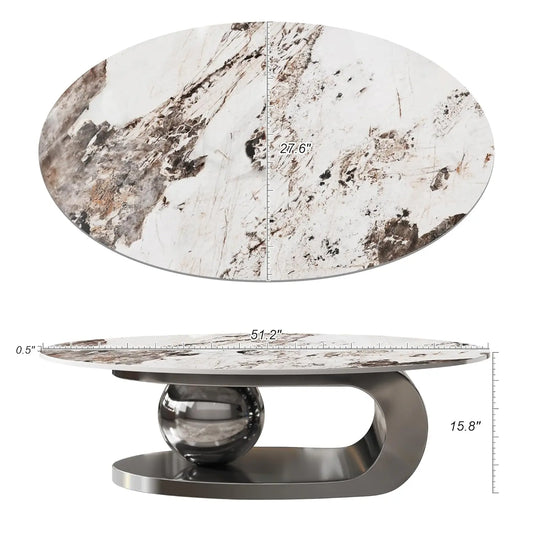Luxury Oval Faux Marble Coffee Table