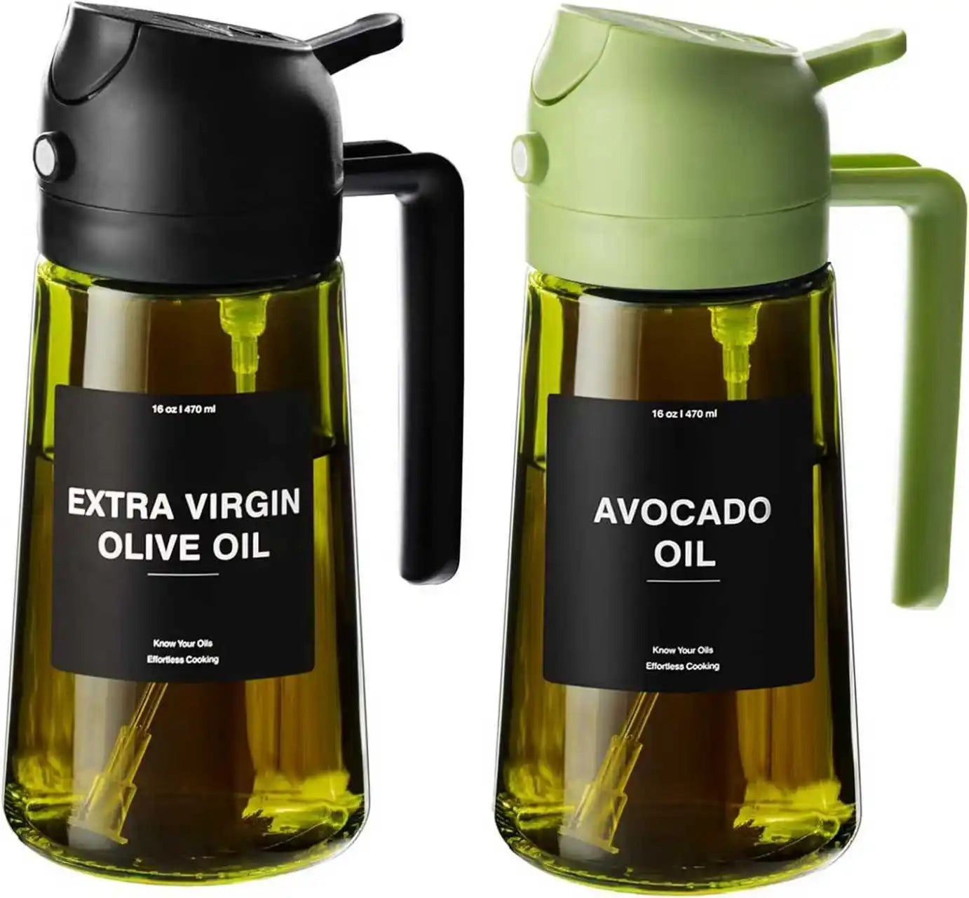 2-in-1 Glass Olive Oil Dispenser & Sprayer