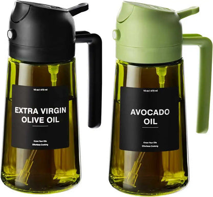 2-in-1 Glass Olive Oil Dispenser & Sprayer