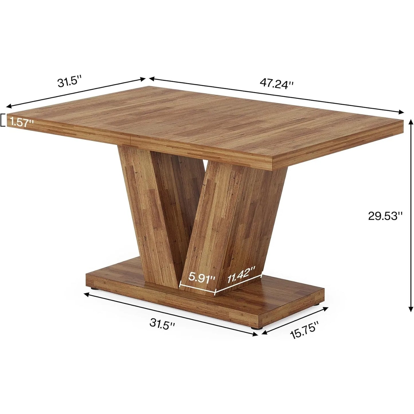 LITTLE TREE 47 Inch Farmhouse Pedestal Dining Table