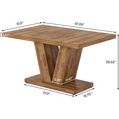 LITTLE TREE 47 Inch Farmhouse Pedestal Dining Table