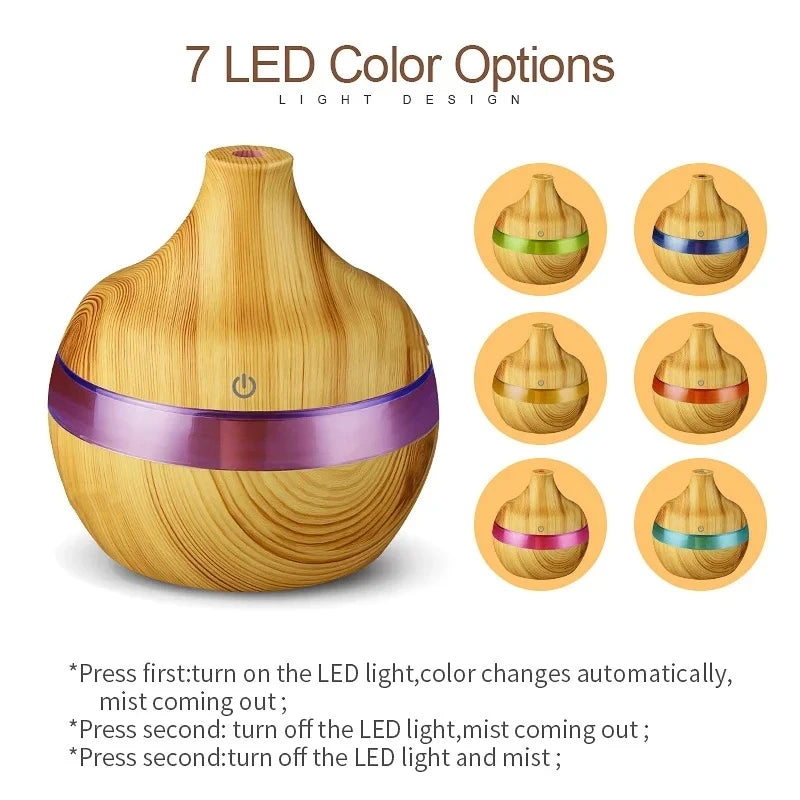 Ultrasonic Wood Grain Aroma Air Diffuser