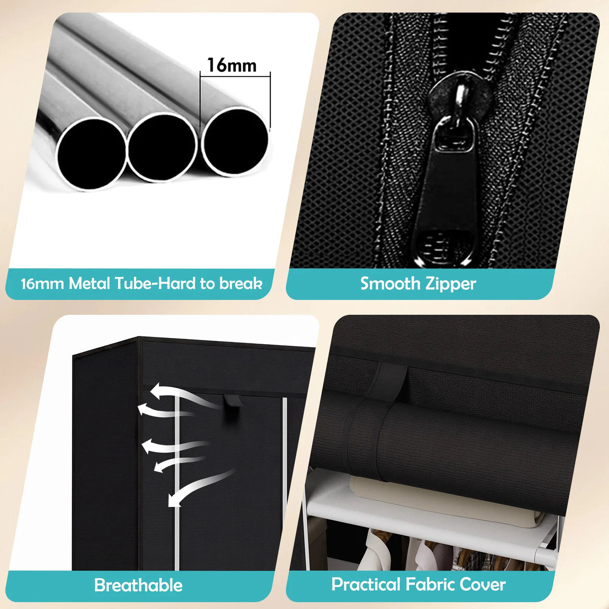 Large Capacity Portable Non-Woven Wardrobe Closet Organizer