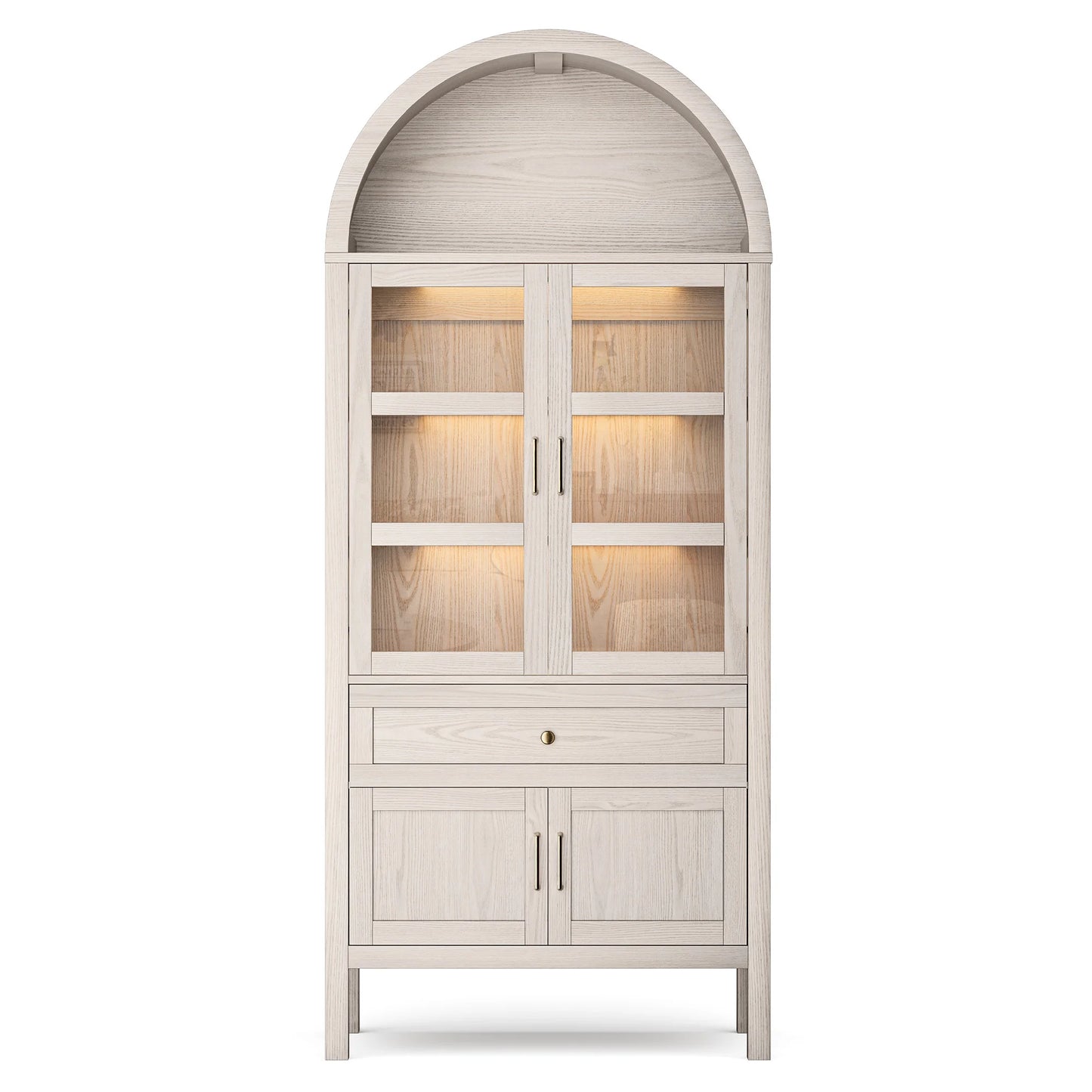 71" Arched Wood Storage Cabinet with Dimmable LED Lights