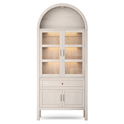 71" Arched Wood Storage Cabinet with Dimmable LED Lights