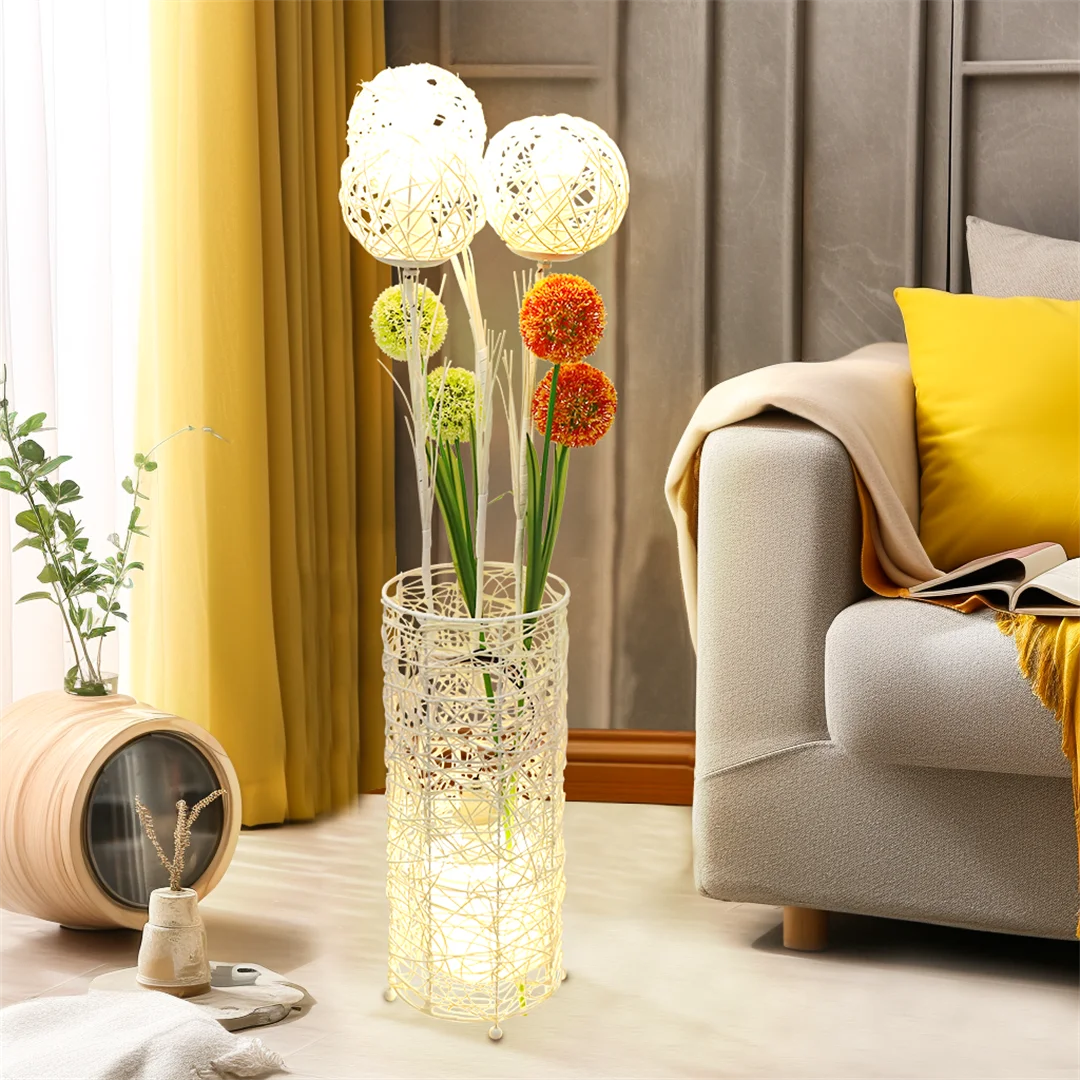 LUVODI Modern Rattan Tall Standing Floor Lamp