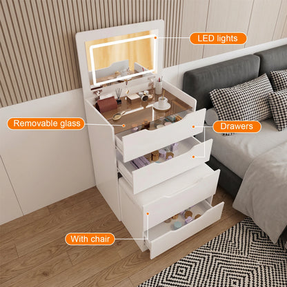 3-in-1 Compact Hidden Vanity Desk Nightstand