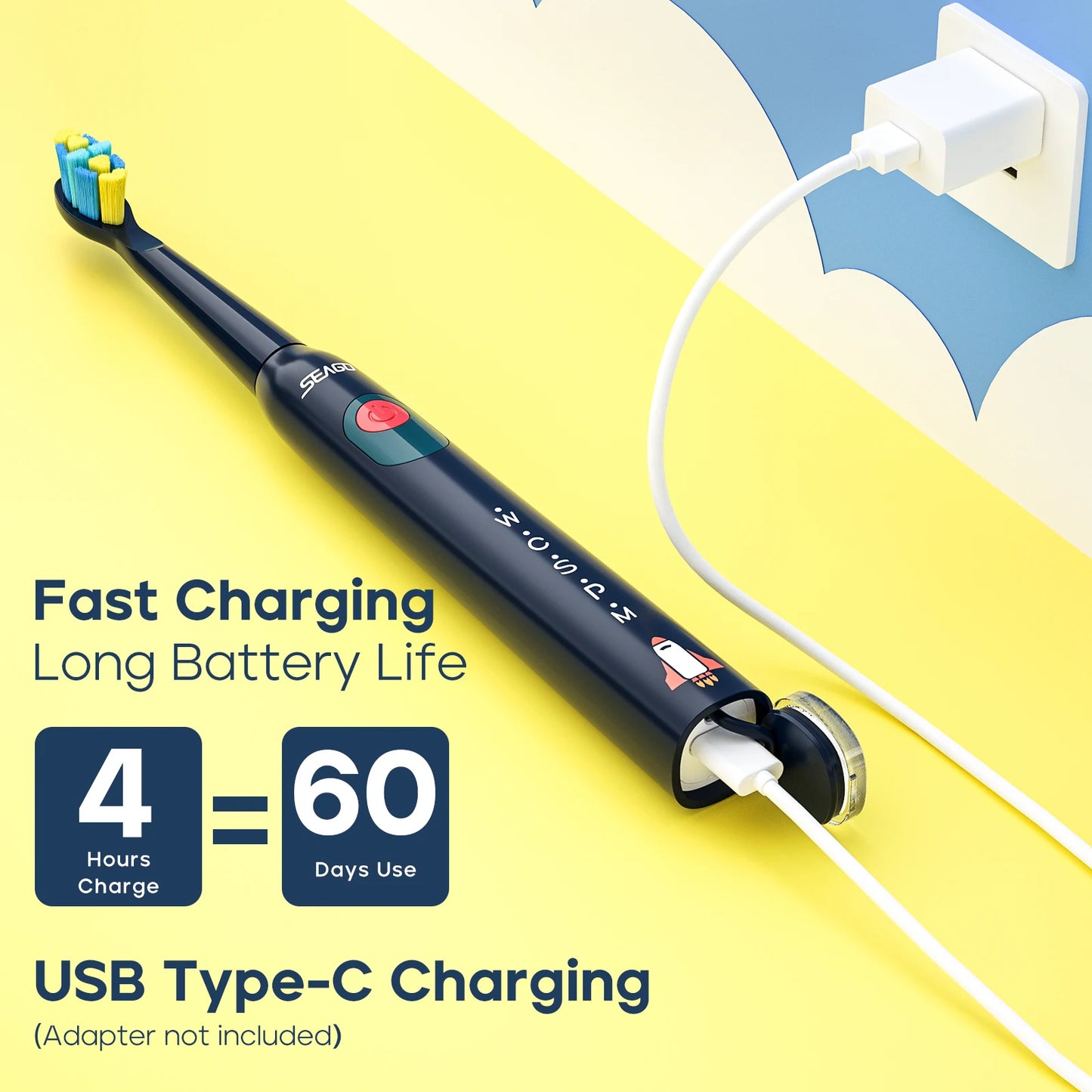 Kids Electric Toothbrush 5 Modes Rechargeable