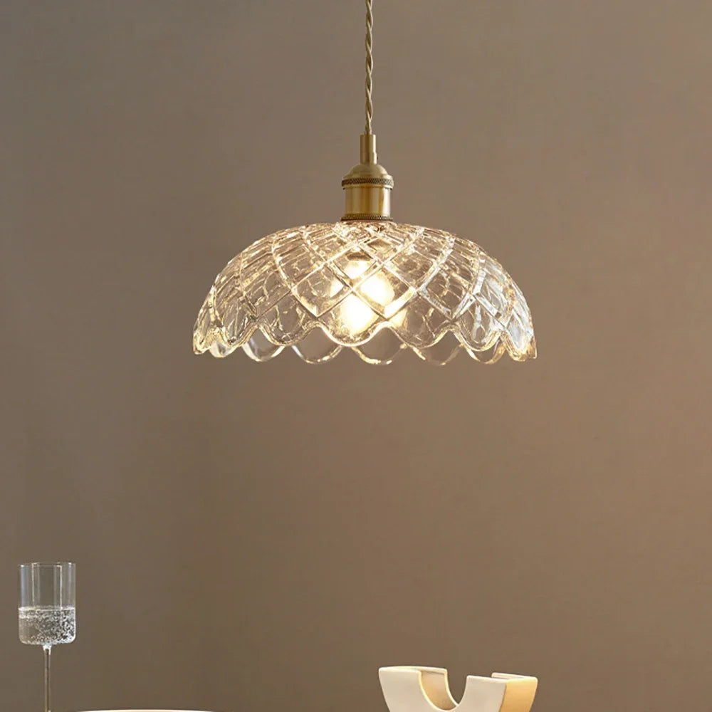 Nordic Retro Glass Flower Pendant Light