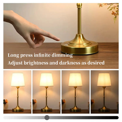 Rechargeable Dimmable Fabric Table Lamp – Portable Touch Lamp for Bedroom & Living Room