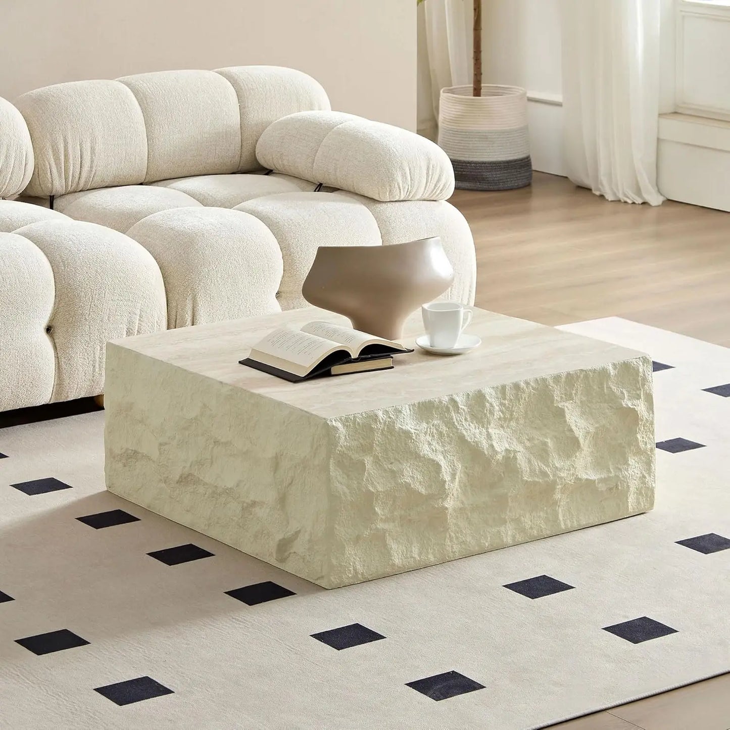Luxury Oval Faux Marble Coffee Table